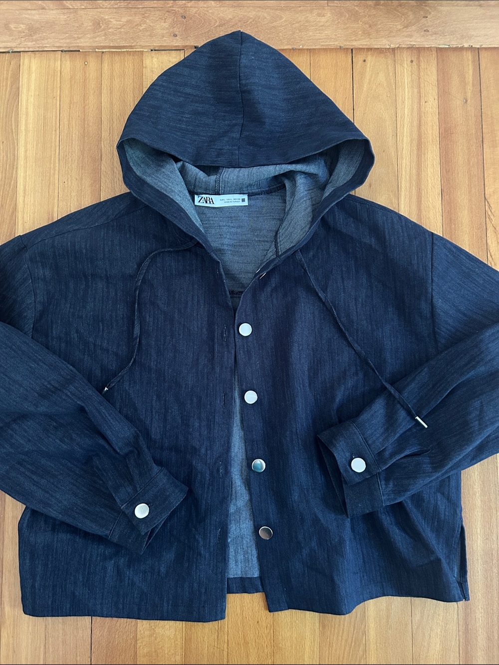 Zara Dark Blue Lightweight Hooded Shirt Jacket